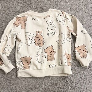 H&M Cream Kids Sweatshirt with Bear and Bunny Design